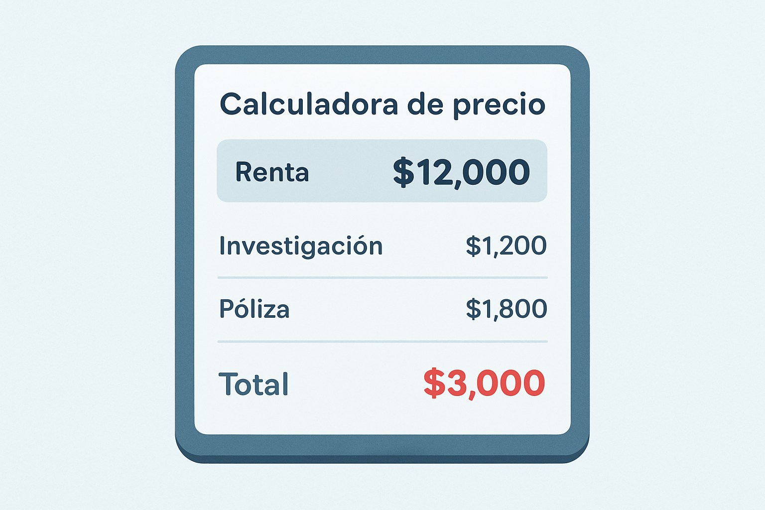 Calculadora del costo de investigación y póliza jurídica